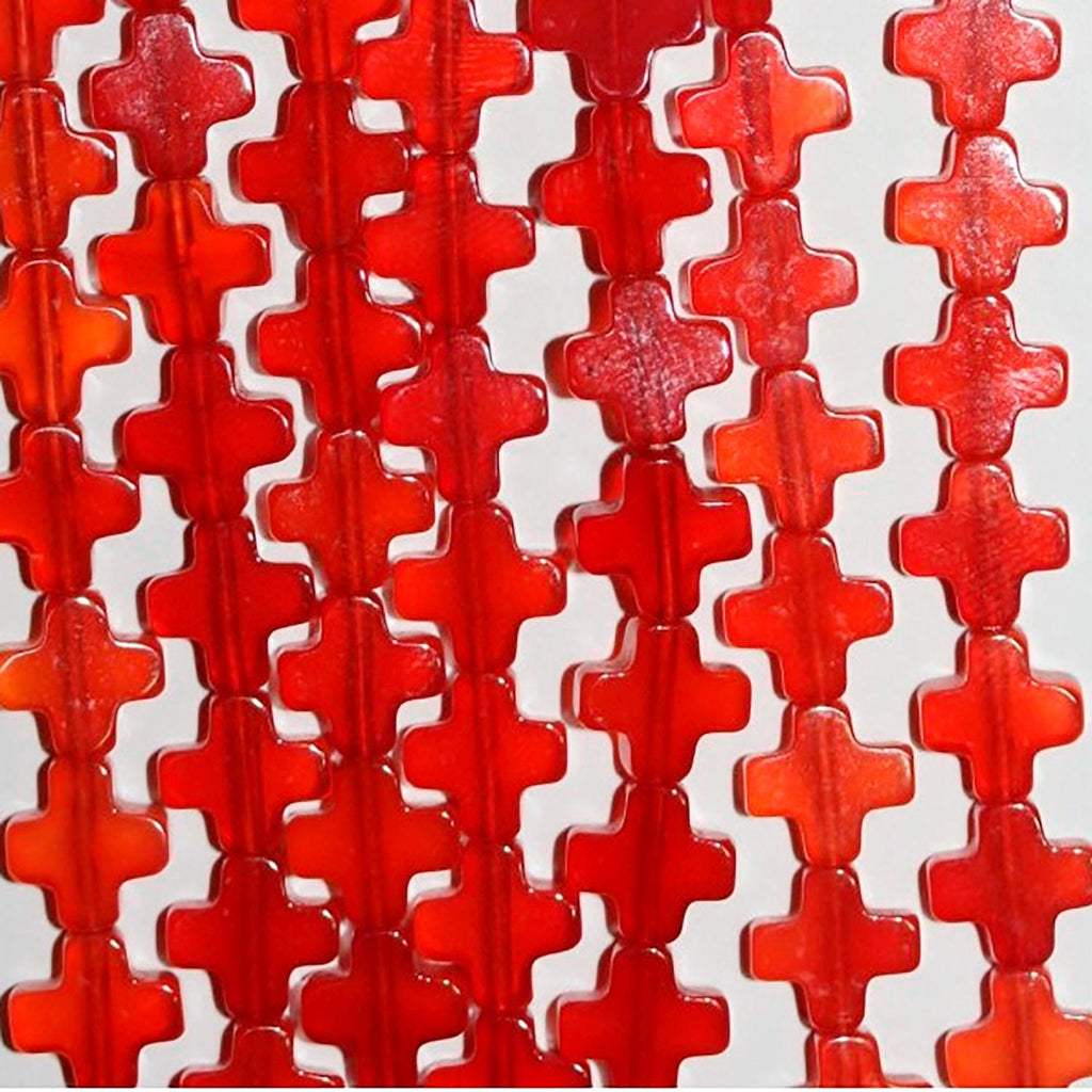 Perles de croix lisses en cornaline de 15 pouces (8 mm) - Fil de 39 cm