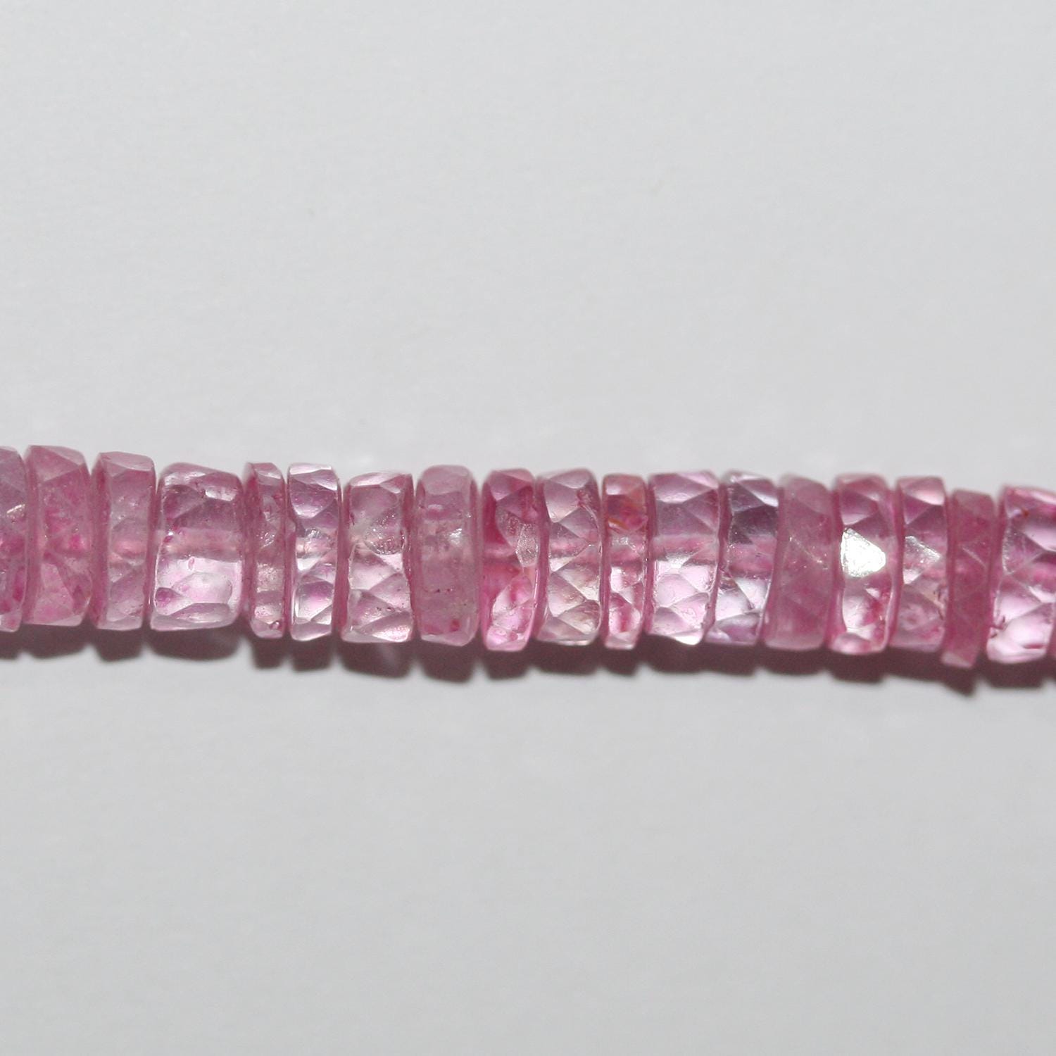 Cuentas redondas facetadas de topacio rosa de 16" (5 x 2 mm) - Hilo de 40 cm