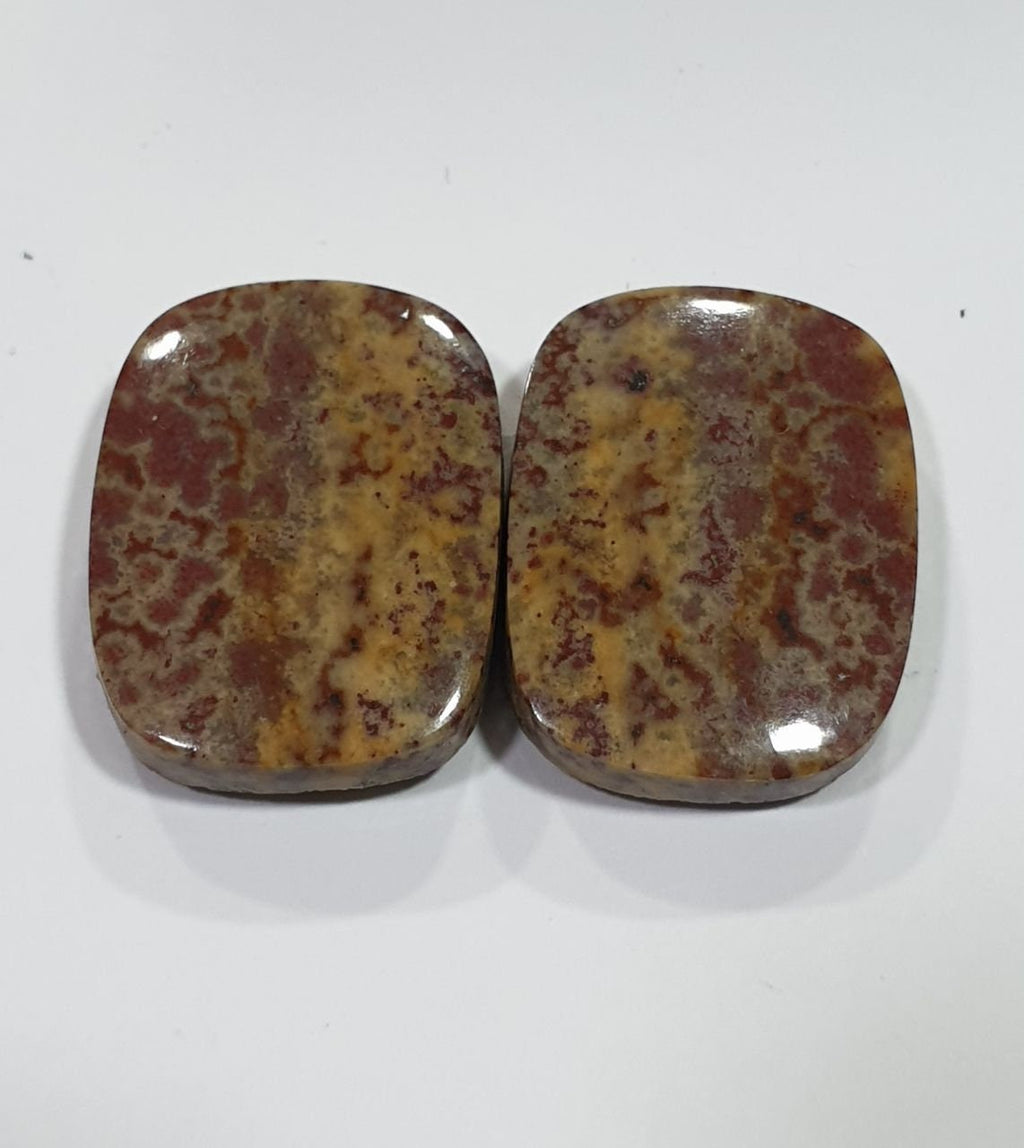 1 Pair Leopard Jasper Cabochons 20.5x15.5mm. Natural Stone