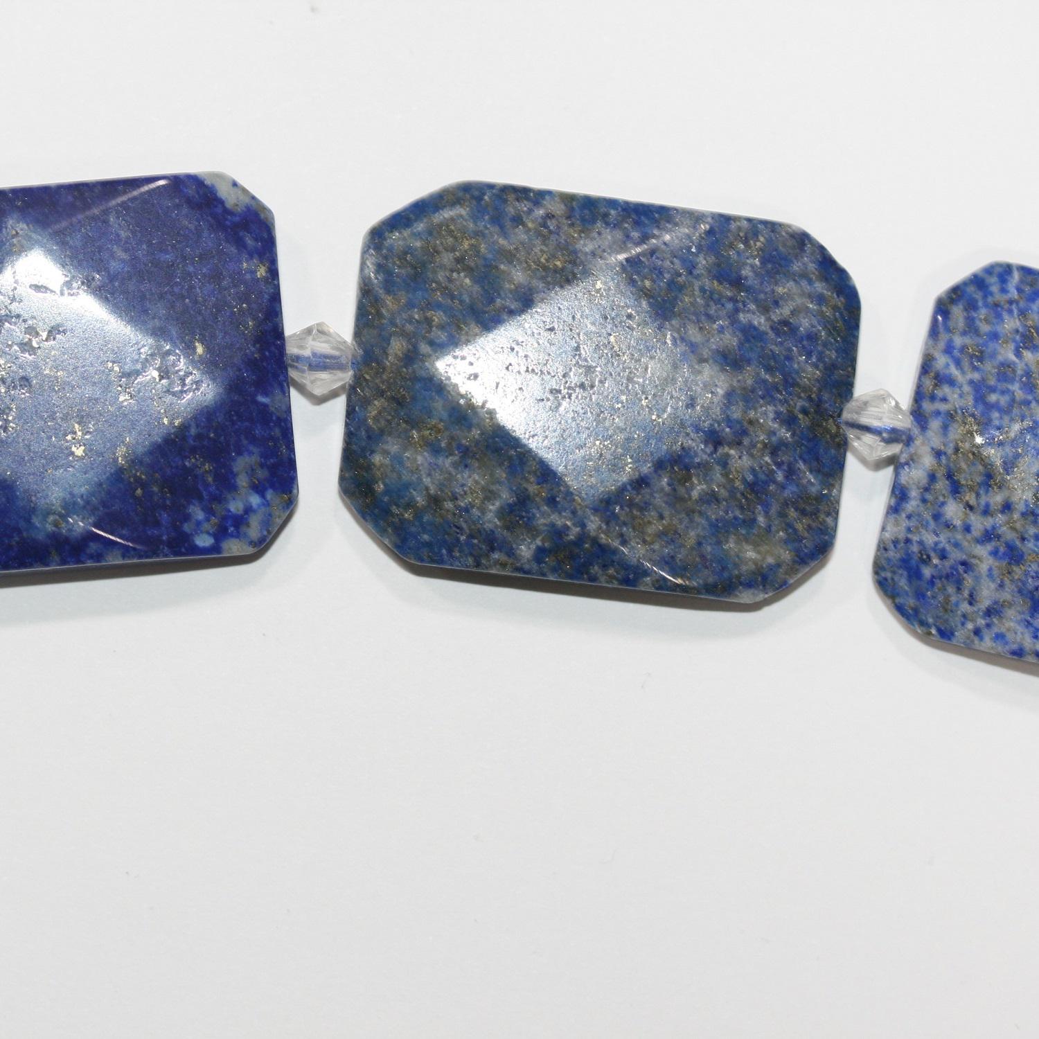 14" St Lapis Lazuli Faceted Rectangle Beads 35x25mm. Approx.-Strand 38cm