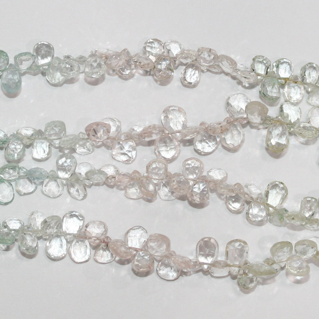 Perles en multibéryl facettées de 23 cm (9 pouces), 6 x 4 mm environ - Longueur du fil : 22 cm