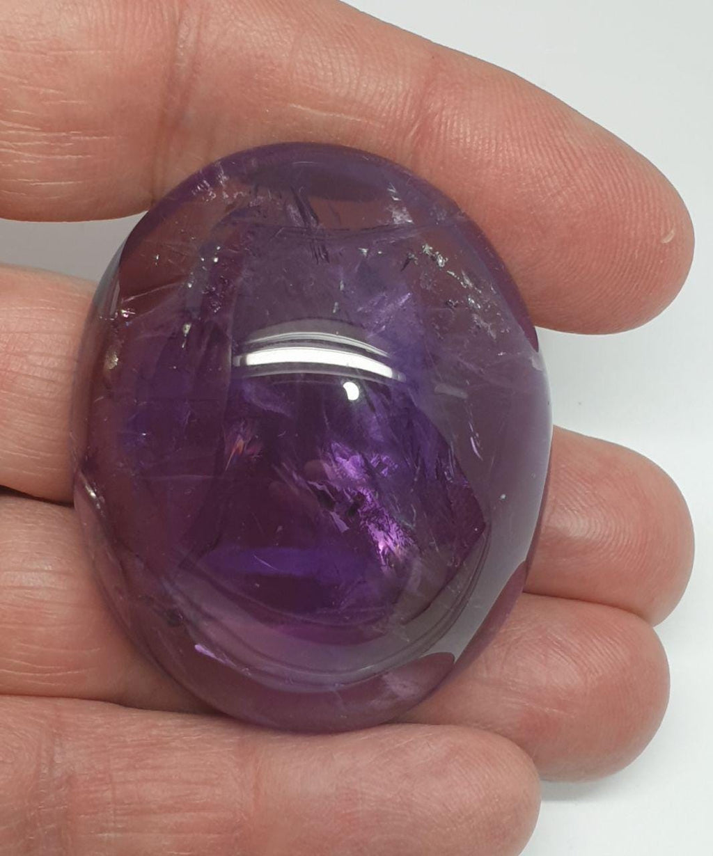 Huge  Amethyst Smooth Oval Cabochon 47.4x38x20.5mm (246.19ct.) Museum Piece