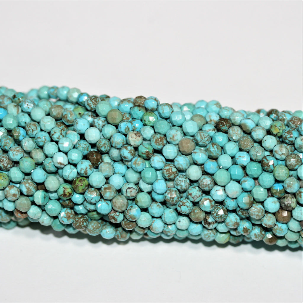 Perles rondes à facettes en turquoise St. de 15 pouces, 4 mm. - Fil de 39 cm.