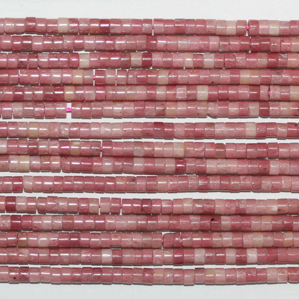 Perles de disque lisse en rhodonite St 15" 3x2mm.-Bracelet 39cm.