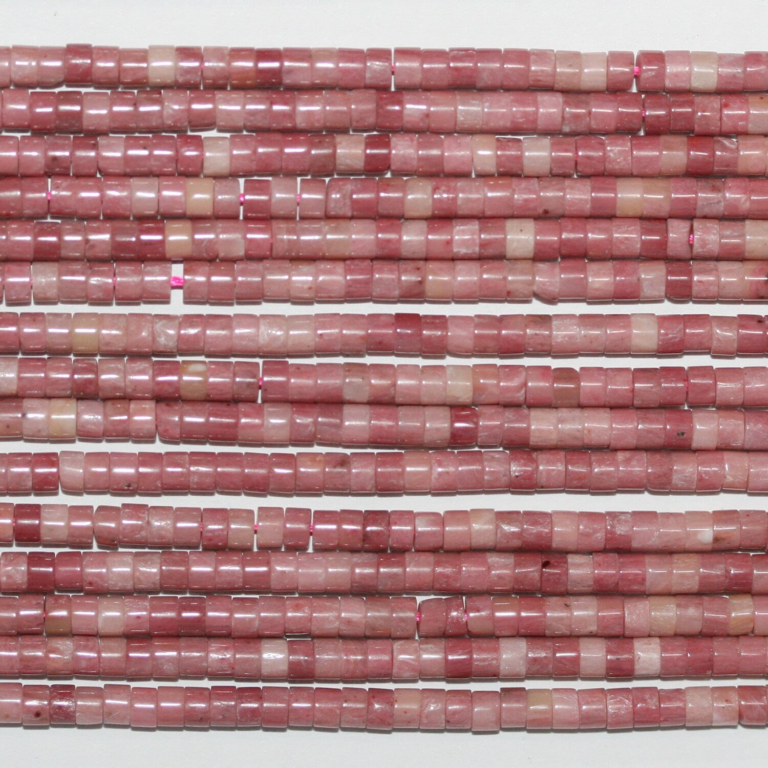 Perles de disque lisse en rhodonite St 15" 3x2mm.-Bracelet 39cm.