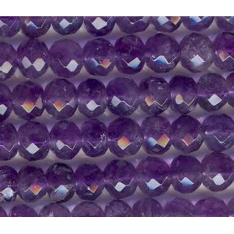 Perles rondelles à facettes en améthyste de 38 cm (15 pouces), 6 x 4 mm - Fil de 38 cm