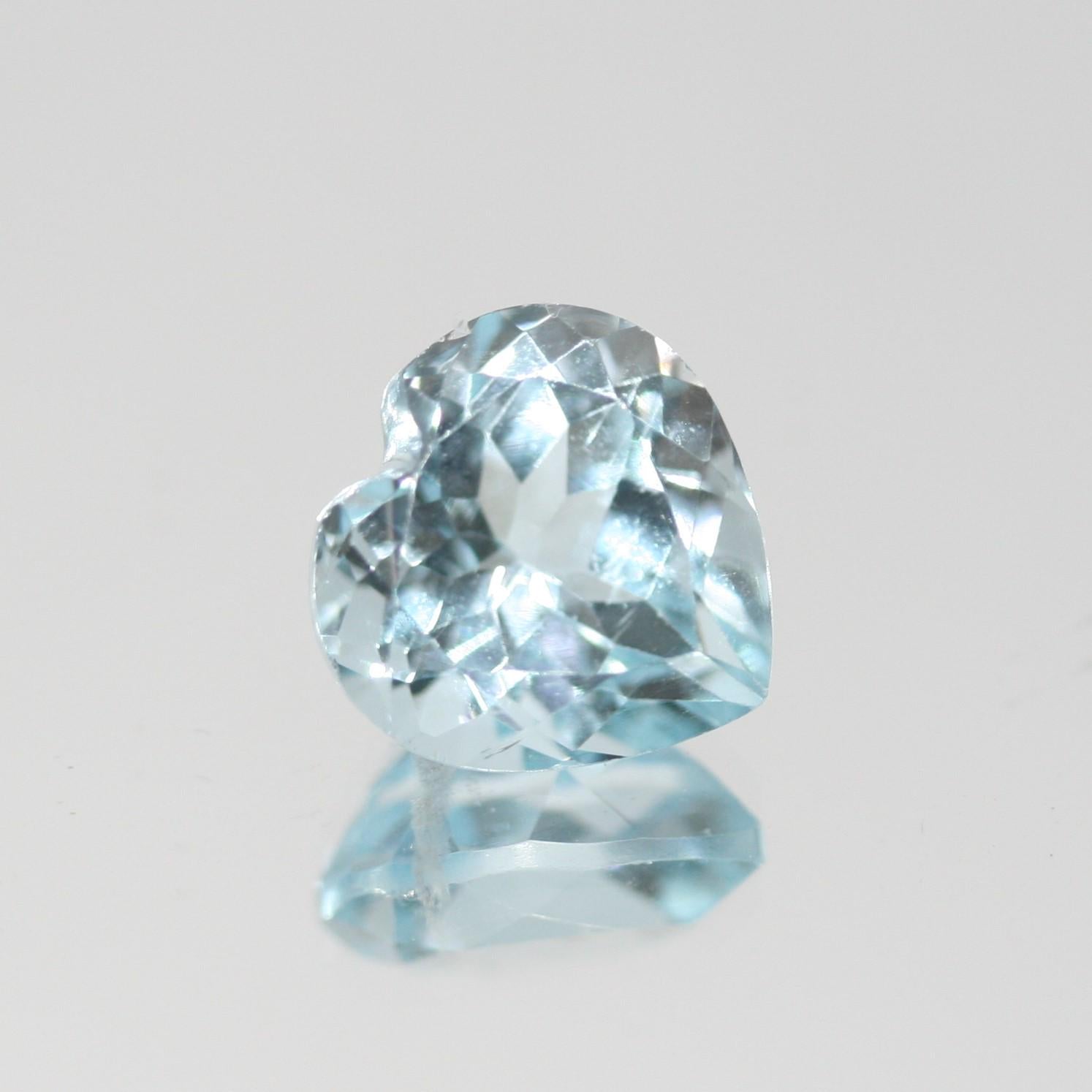 Lote de 2 piezas de topacio cielo en forma de corazón facetado de 10 mm (2 piezas)