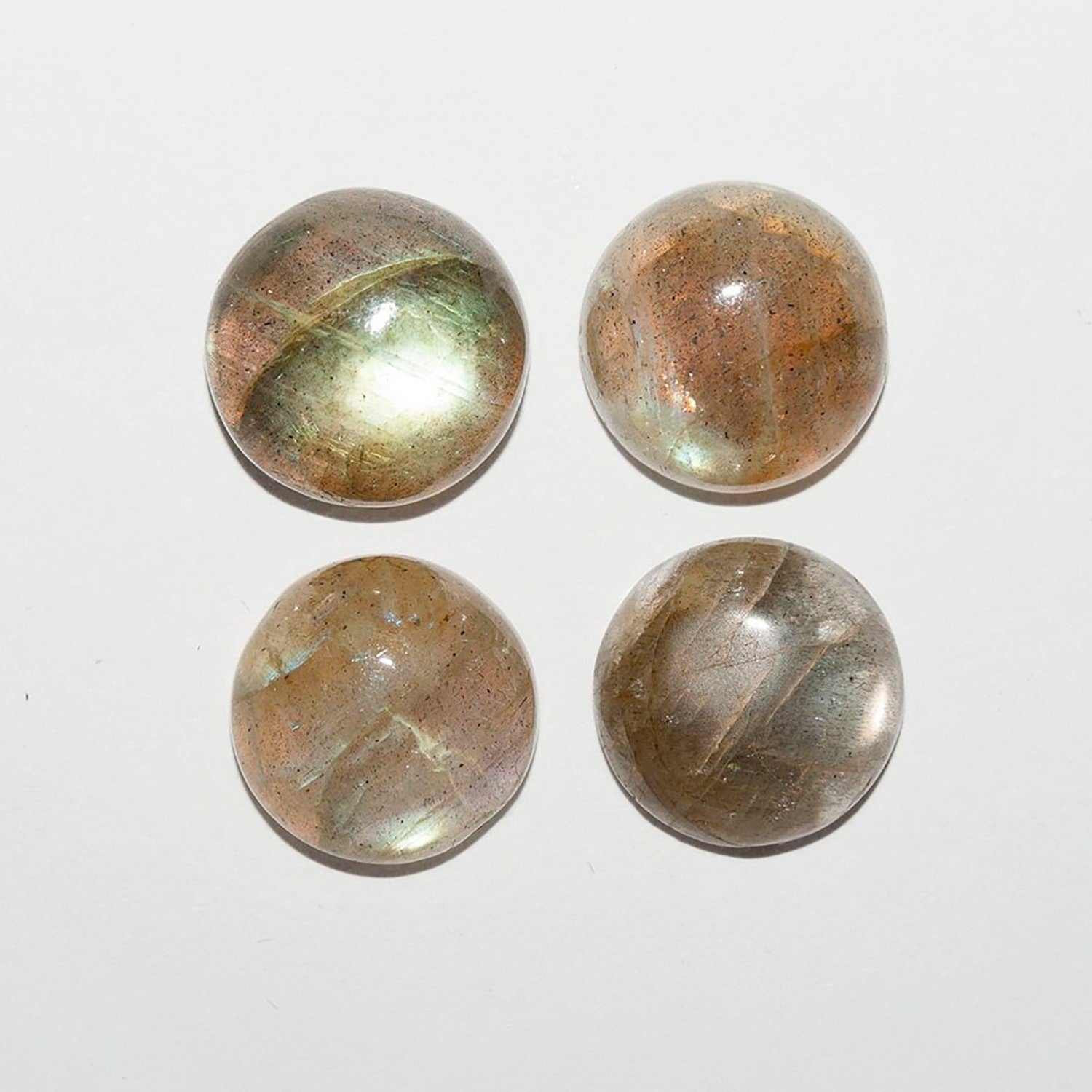 Lote de 4 cabujones redondos de labradorita de 12 mm (4 unidades)