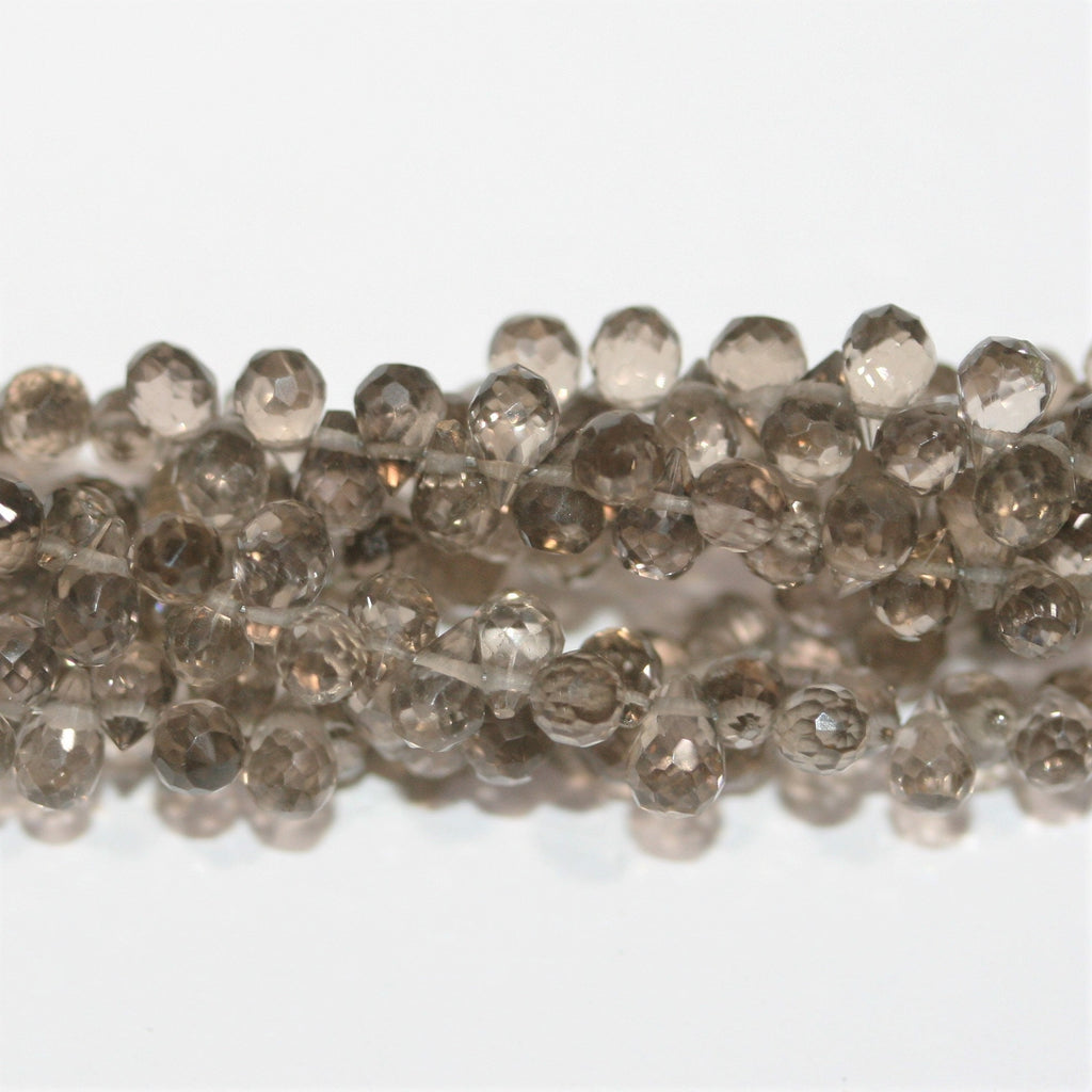 Perles en quartz fumé facettées St 8" 5x3mm.-Rig 20cm.