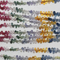 Perles en forme de goutte à facettes en saphir multicolore de 9 pouces, 4 x 2 mm. - Fil de 23 cm.