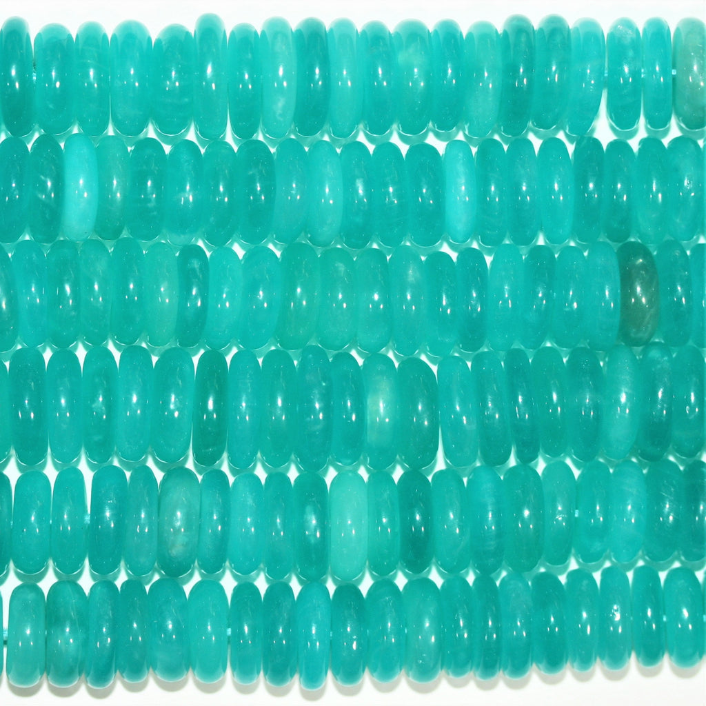 Perles rondelles lisses en amazonite St de 15 pouces (14 x 4 mm). Longueur approximative du fil : 39 cm.