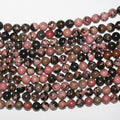 Perles rondes lisses en rhodonite St de 15 pouces, 8 mm - Fil de 38 cm.