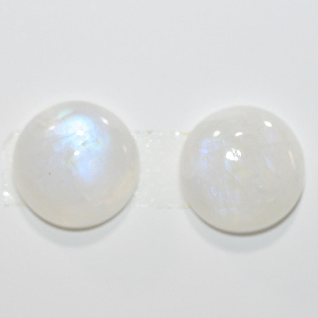 AAA Blue Fire Moonstone  Round Cabochon 15mm. (2 Pieces)