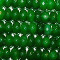 Cuentas redondas facetadas de jade verde de 40 cm (16"), 8 x 5 mm (tira de 40 cm)
