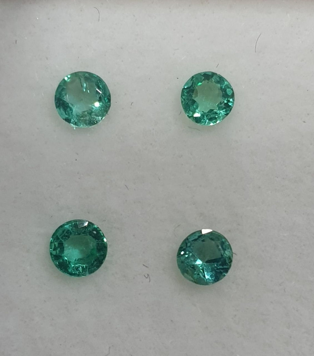 Lote de 4 esmeraldas facetadas redondas de 2,8 mm - Piedra preciosa natural sin tratar
