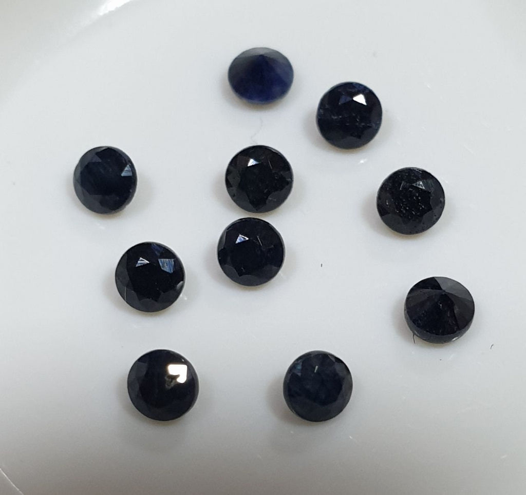 10 Pcs Dark Blue  Near Black Color Sapphire Lot Faceted Round 2.5mm.(10pcs)- Natural Sapphire