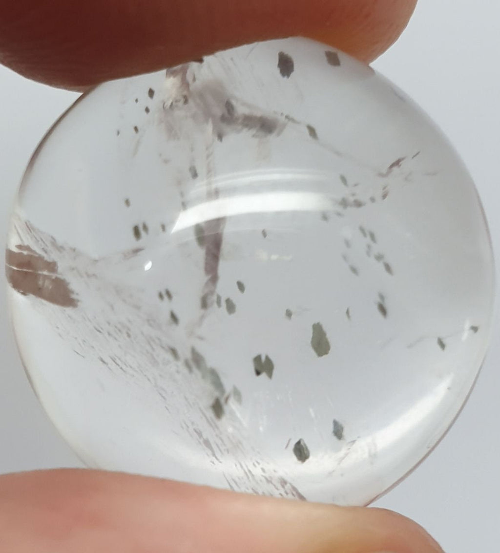 Natural Rare Pyrite  Inclusions Quartz Smooth Round Cabochon 20mm (28.4ct.).Healing Power