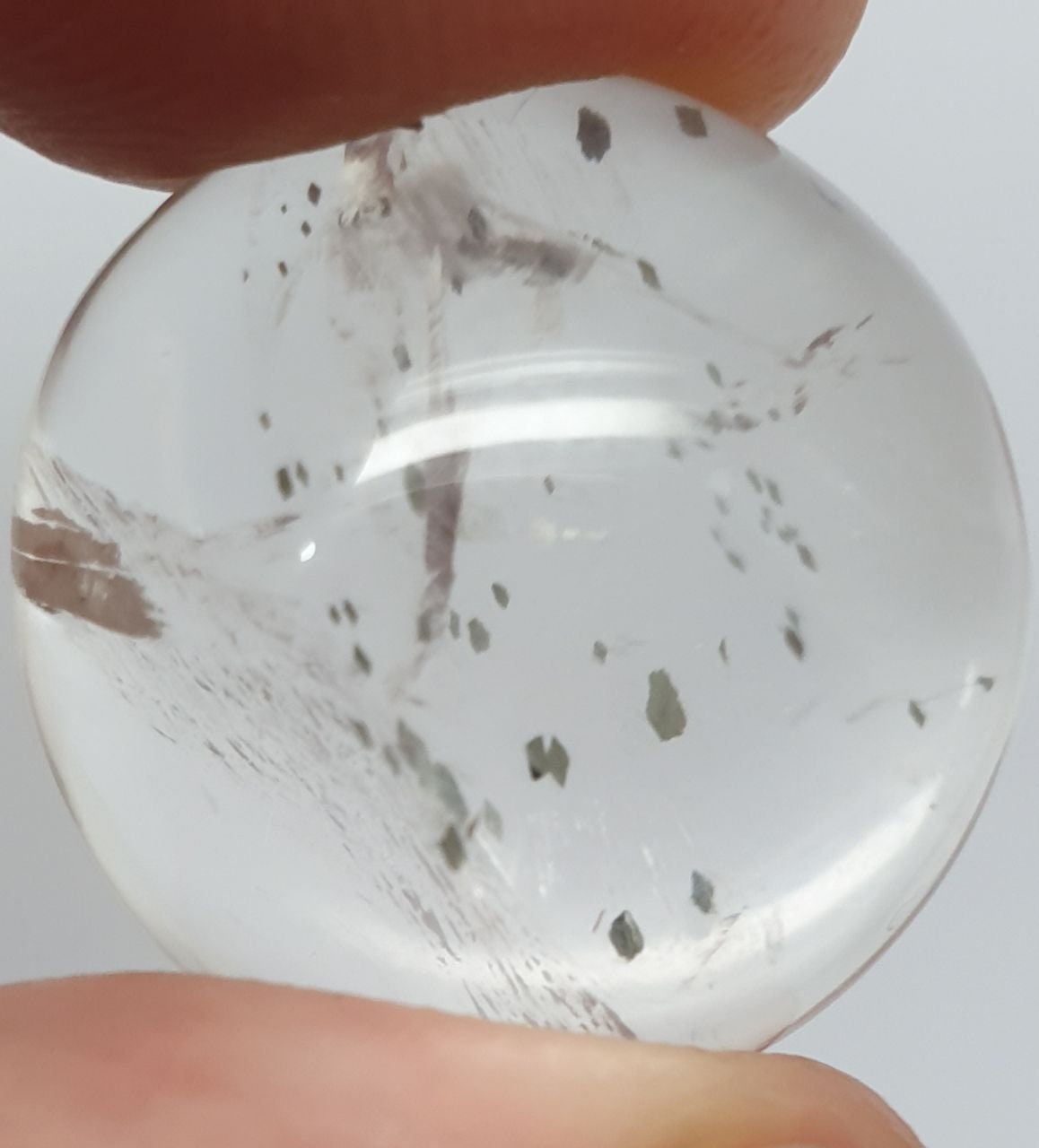 Natural Rare Pyrite  Inclusions Quartz Smooth Round Cabochon 20mm (28.4ct.).Healing Power