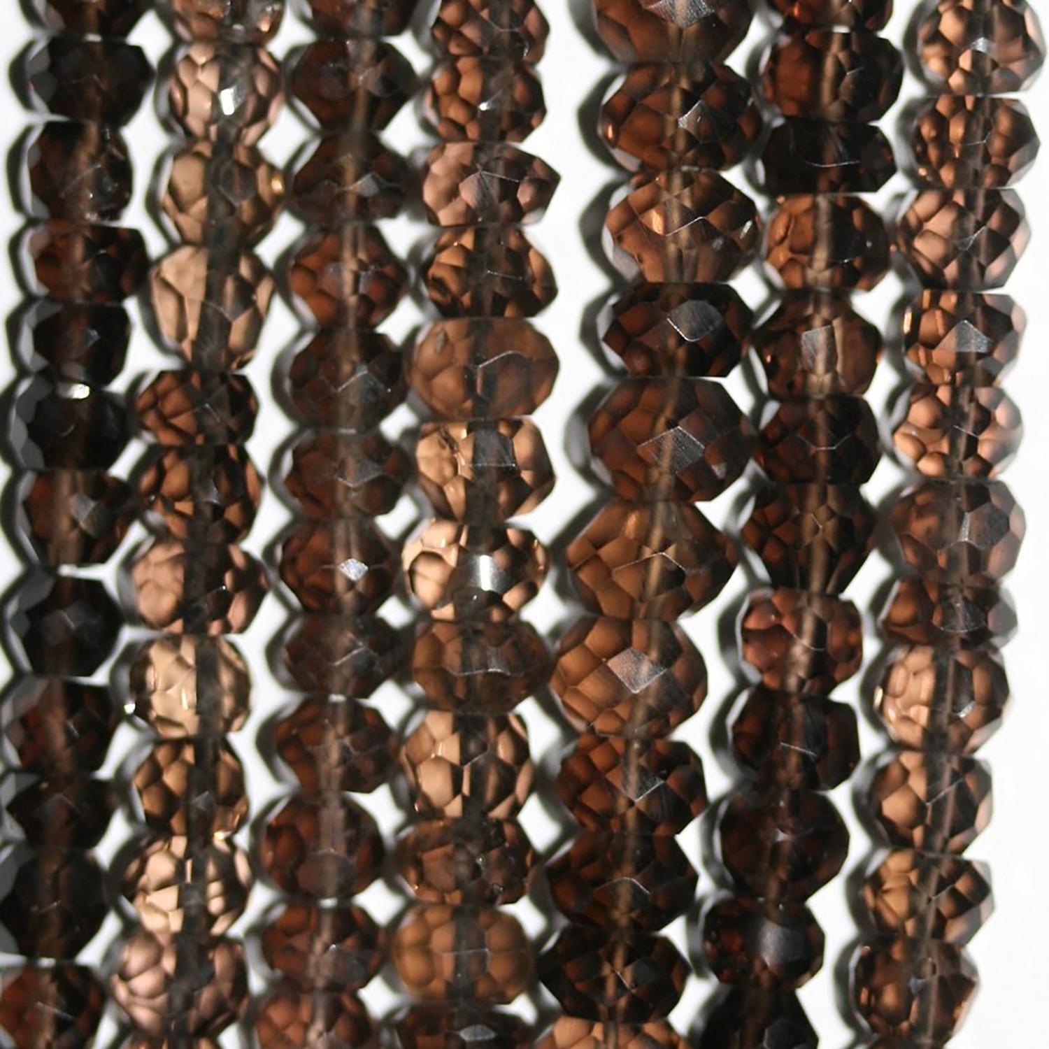 13" St Smoky Quartz Faceted Rondelle Beads 5x3mm.Approx.-Strand 34cm