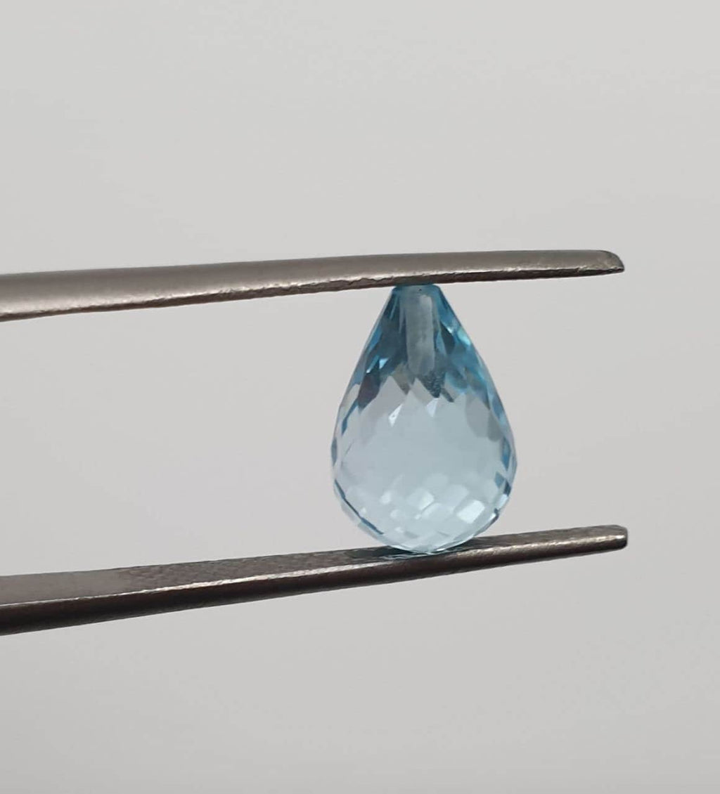1 Pair AAA Half Drilled Sky Blue Topaz Briolette Cut Drop 10x7mm- DIY Supplies- Gemstones- Natural Gems- Genuine