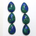 6 cabochons lisses en forme de goutte d'azurite 18x13 mm. (6 pièces).