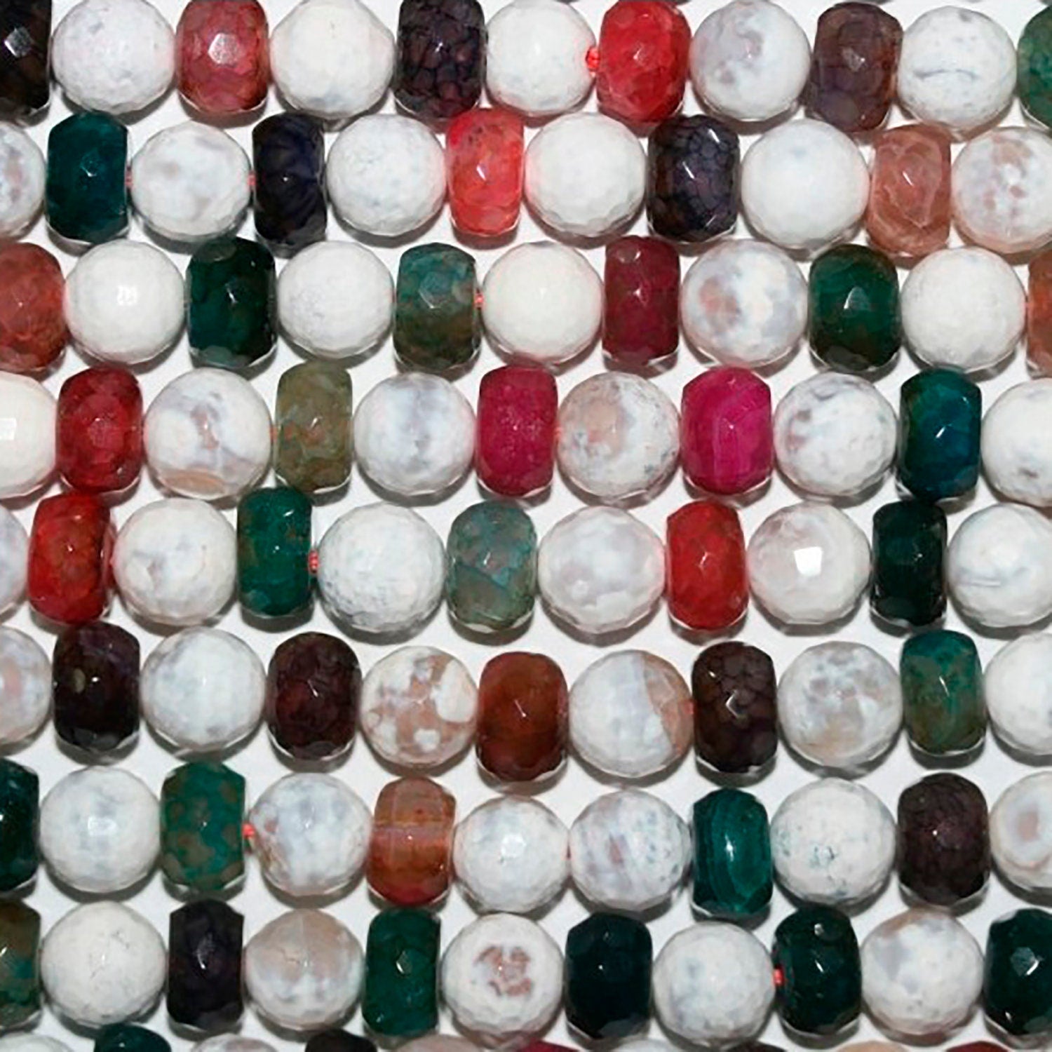 16" St Multicolor Ágata Facetada Rondelle-Cuentas Redondas 8mm.-Hilo 40cm.