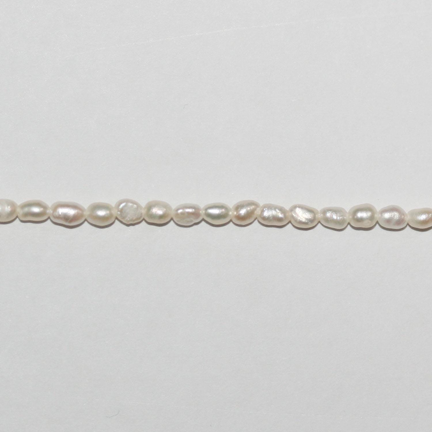 Perla de agua dulce ovalada de 14" (2-2,5 mm) - Hilo de 37 cm - Precios al por mayor de perlas naturales