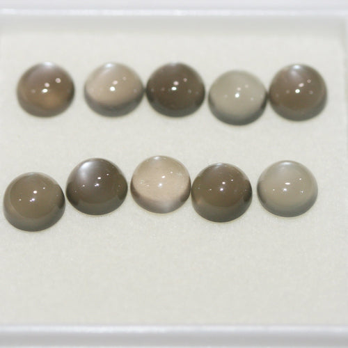 Lot de 10 cabochons ronds en pierre de lune grise de 6 mm (10 pièces)