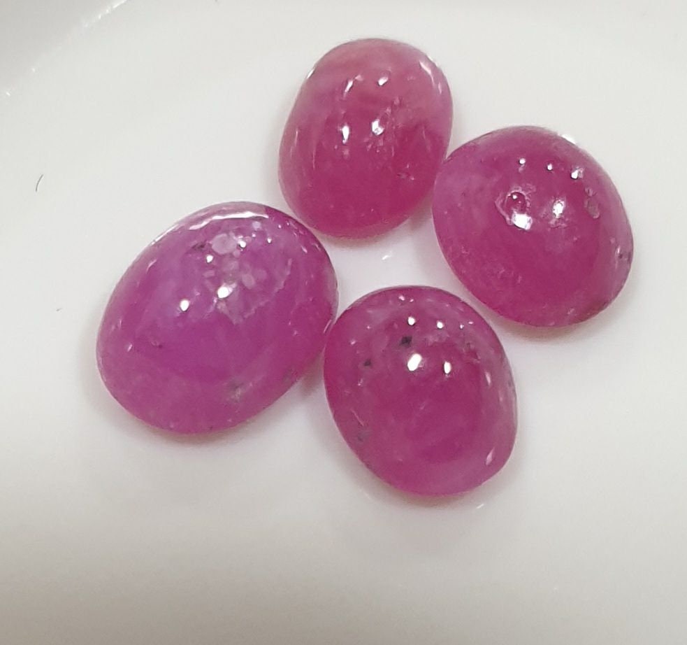 Ruby Lot 4 Pcs Oval  Cabochons  5.5X4mm to  6.5x5mm Cabochon  Natural Ruby- Ruby Lot -Natural Ruby Lot