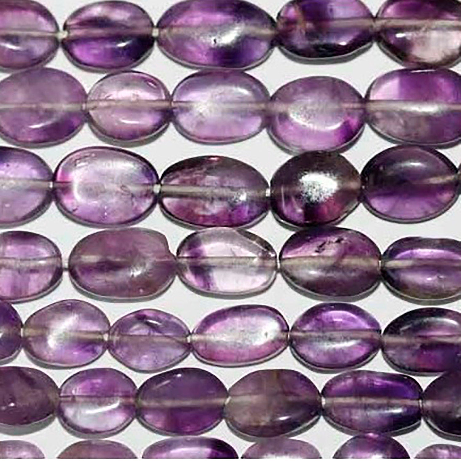 13" St Amethyst Smooth Oval Beads 8x7mm -Strand 34cm