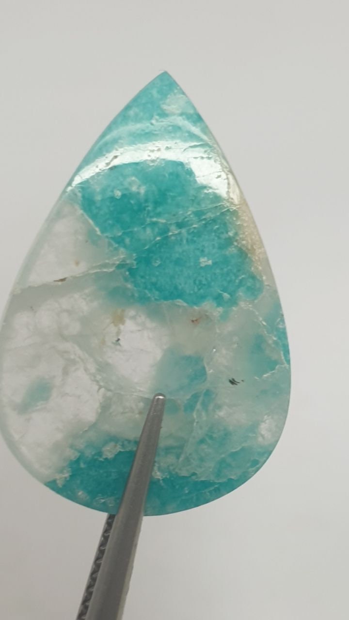 Unique Rare Color Amazonite Drop Cabochon 25.3x17.2mm9.3ct Top Color Designer Cabochon