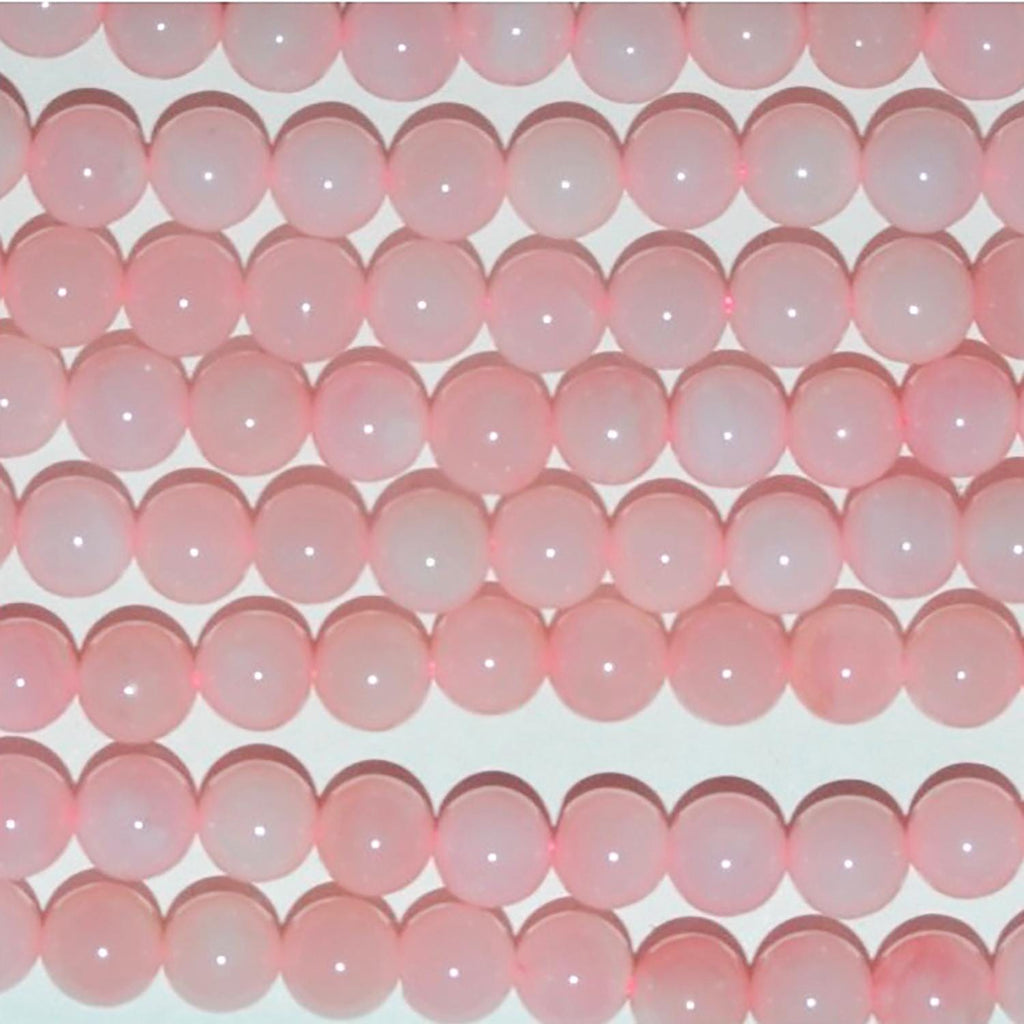 Cuentas redondas lisas de ópalo rosa de 40 cm (16"), 6 mm (tira de 40 cm)