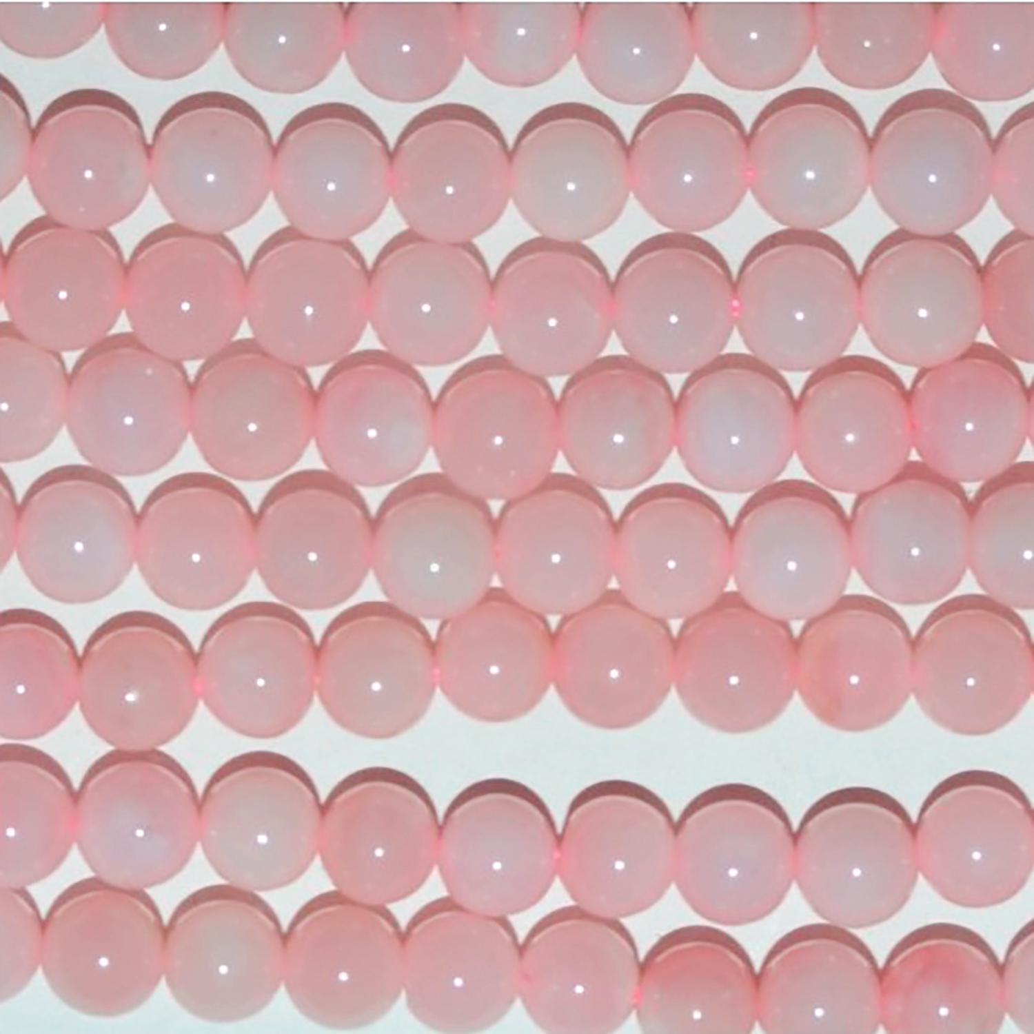 Cuentas redondas lisas de ópalo rosa de 40 cm (16"), 6 mm (tira de 40 cm)