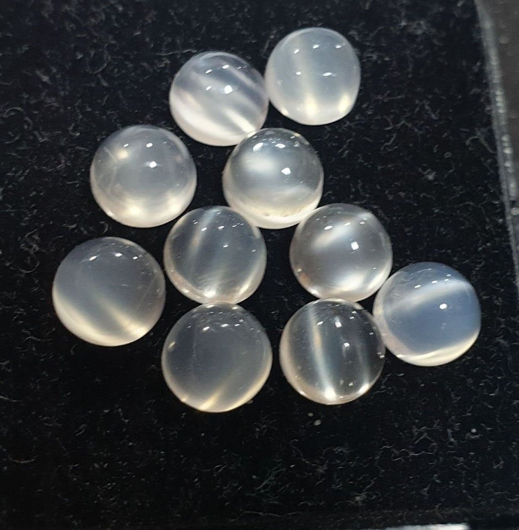 10Pcs Lot Cats Eye Moonstone Round Cabochon 6 mm. (10 pcs.)