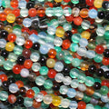 Brin de 15 pouces de perles rondes en agate multicolore de 3 mm