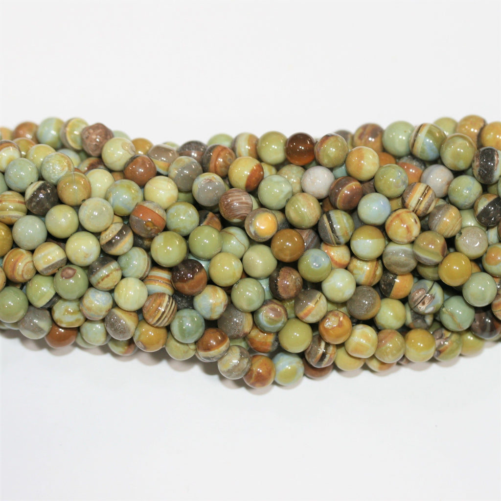 16" St Cuentas Redondas Lisas de Ópalo Azul Verdoso 7 mm - Hilo 40 cm.