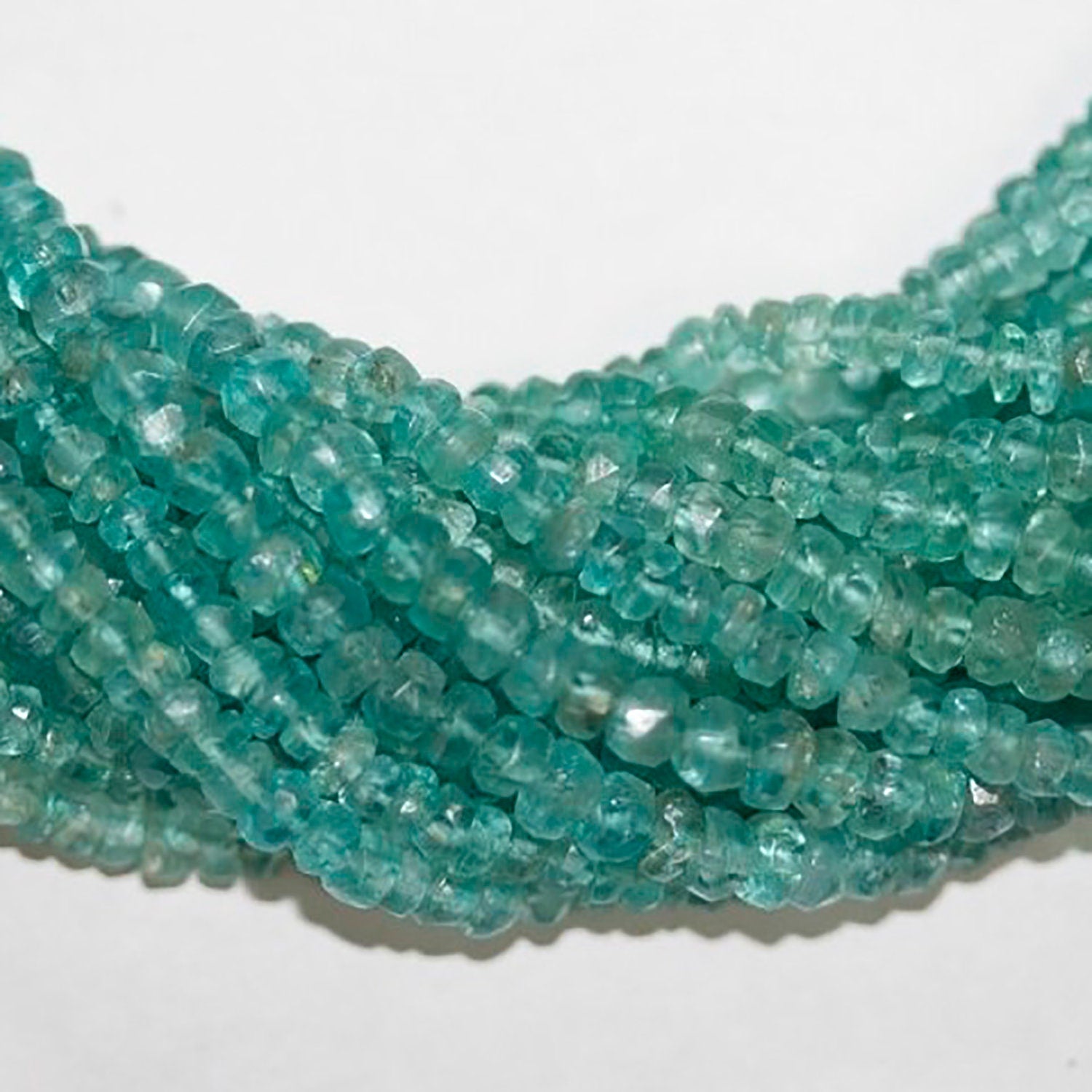 14" St Greenish blue Apatite Faceted Rondelle Beads 4x3mm.-Strand 37cm