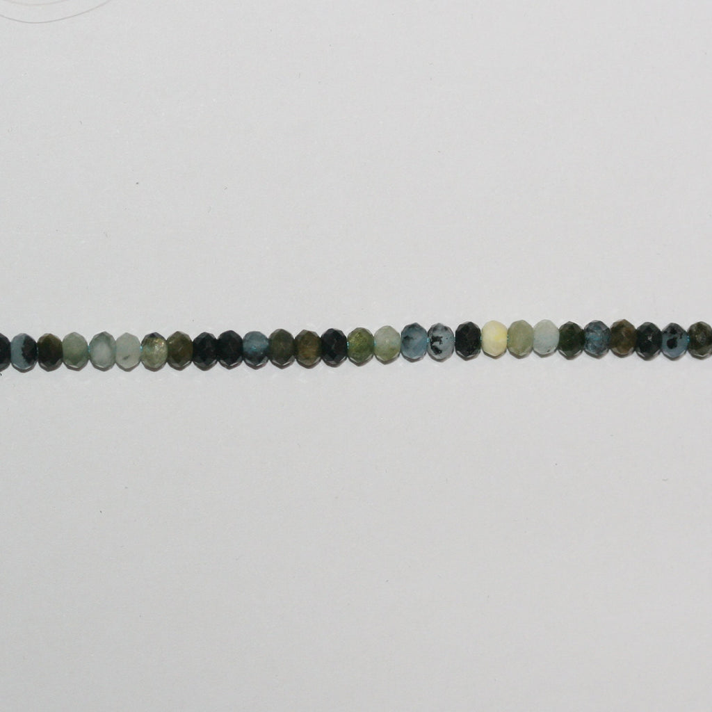 Perles rondelles à facettes en aigue-marine de 15 pouces, 4 x 3 mm. - Fil de 39 cm.
