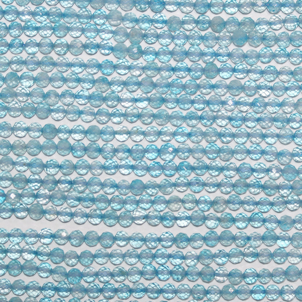 Perles rondes à facettes en topaze bleue, 15 pouces, 6 mm - Fil de 39 cm