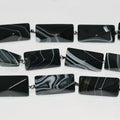 14" St Banded Onyx Faceted Rectangular Beads 36x20mm.-Strand 38cm.