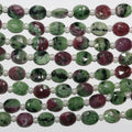 Perles ovales à facettes en zoïsite rubis St de 8 pouces, 9 x 7 mm - Fil de 20 cm.