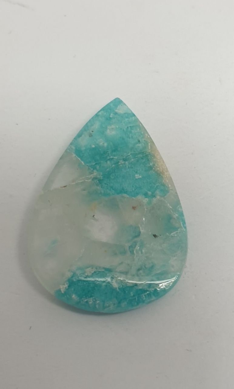Unique Rare Color Amazonite Drop Cabochon 25.3x17.2mm9.3ct Top Color Designer Cabochon