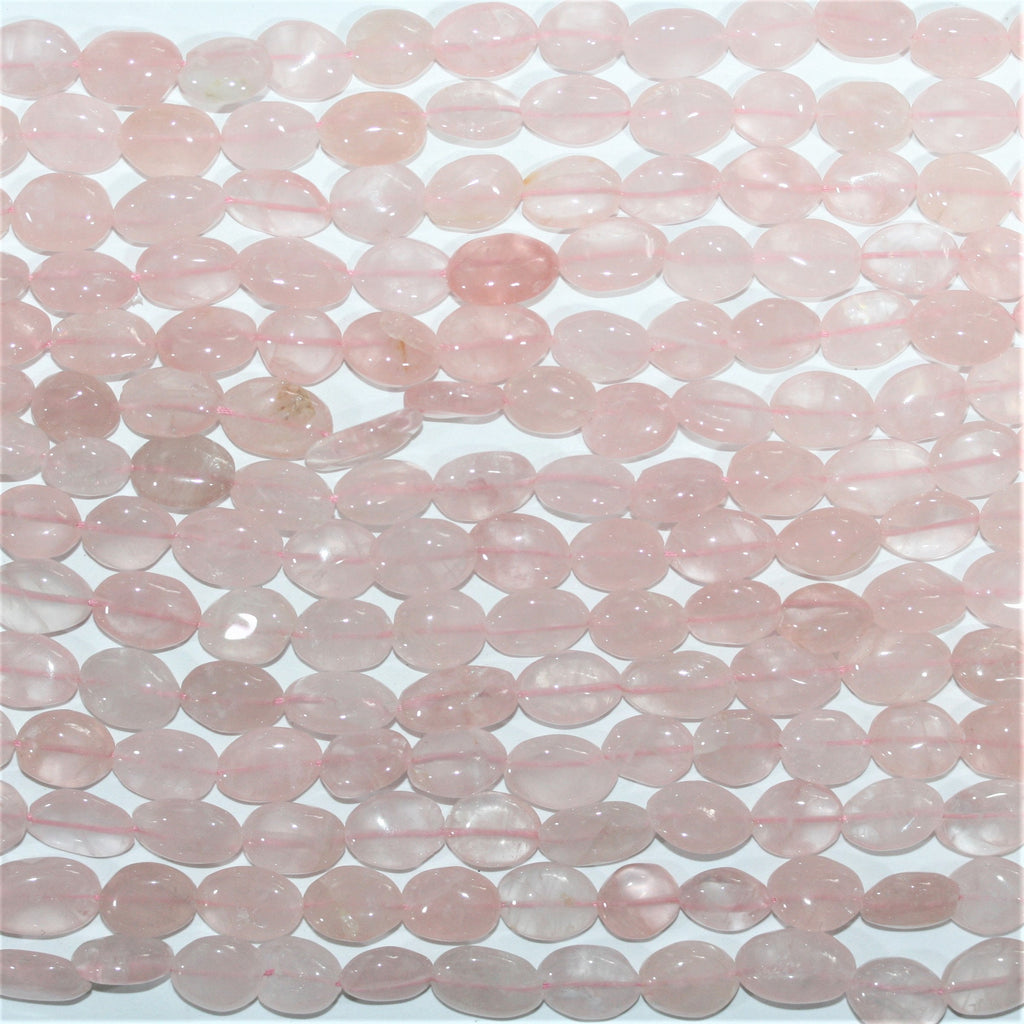 Cuentas de Cuarzo Rosa Lisas Ovaladas 12x8mm.-Hilo 37cm.