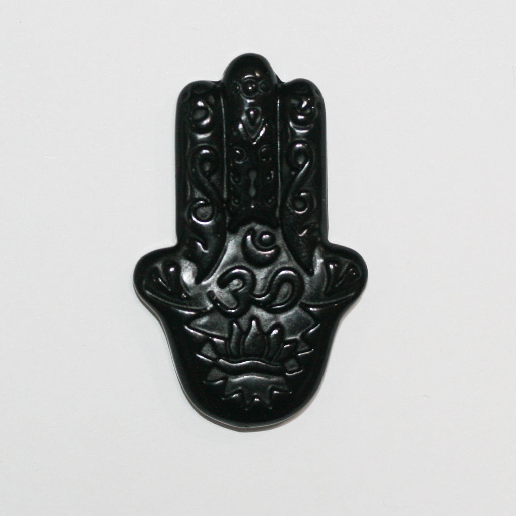 Pendentif Fatima en obsidienne, 53 x 33 mm.