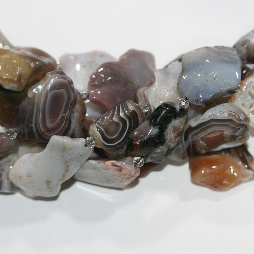 Cuentas irregulares lisas de ágata de Santa Botsuana de 40 cm - Hilo de 40 cm - Artículo 14760