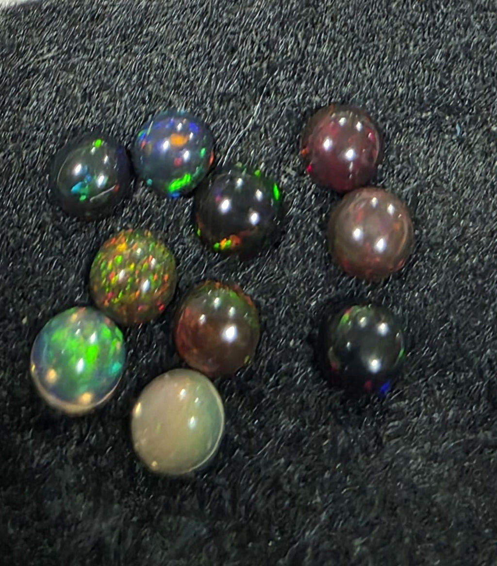 Ethiopian Black Opal Lot Round Cabochon 3mm. (10pcs)  -Gemstone Parcels-Loose Stones Wholesale Price