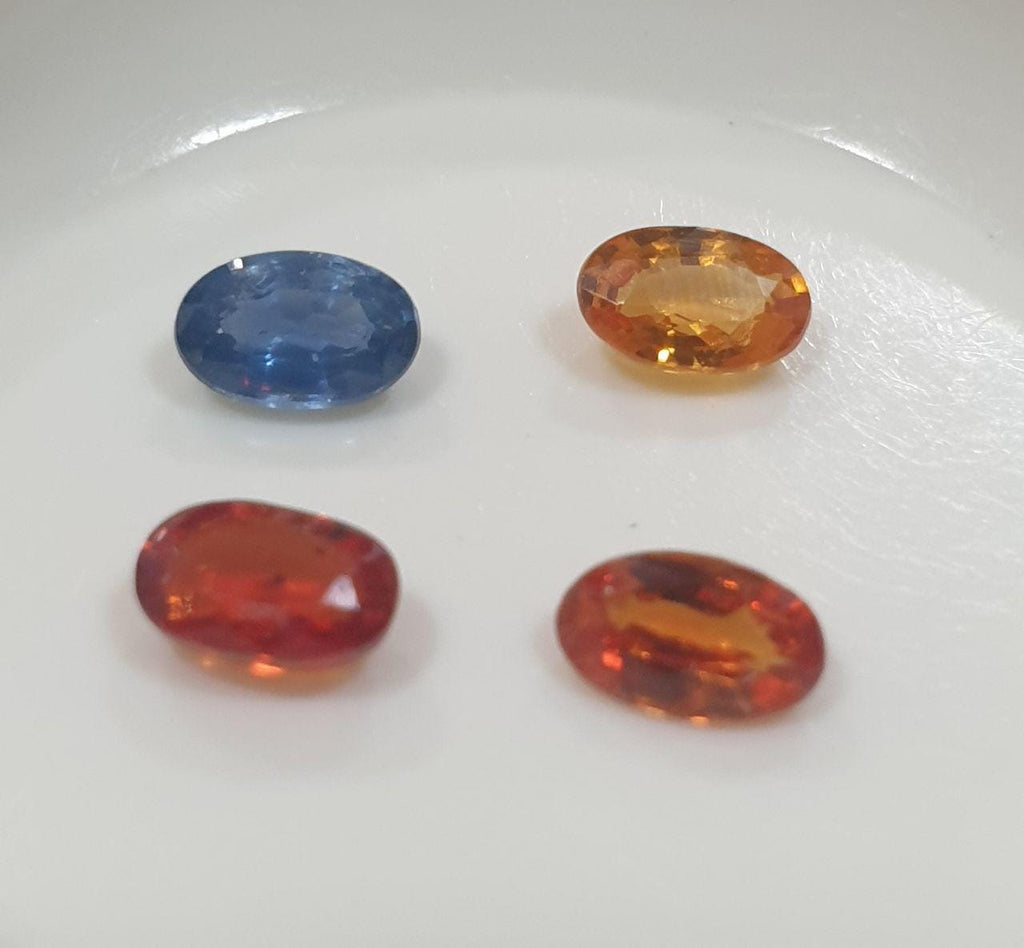 Lote de 4 zafiros multicolores facetados ovalados de 5 x 3 mm - Paquetes de piedras preciosas - Piedras sueltas al por mayor - Gemas naturales