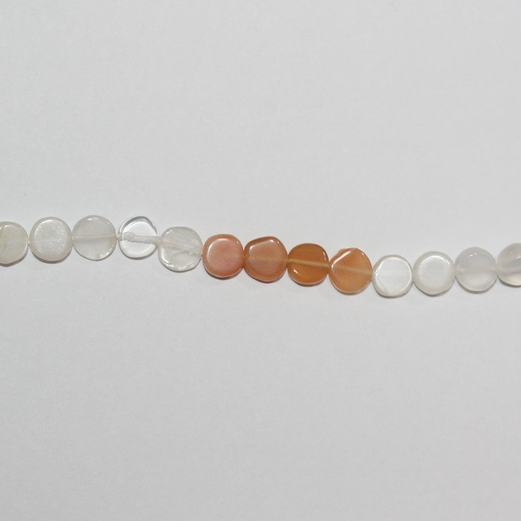 Perles rondes en pierre de lune multicolore lisse, 14 pouces (environ 38 cm), diamètre 6 mm. Longueur du fil : 38 cm.