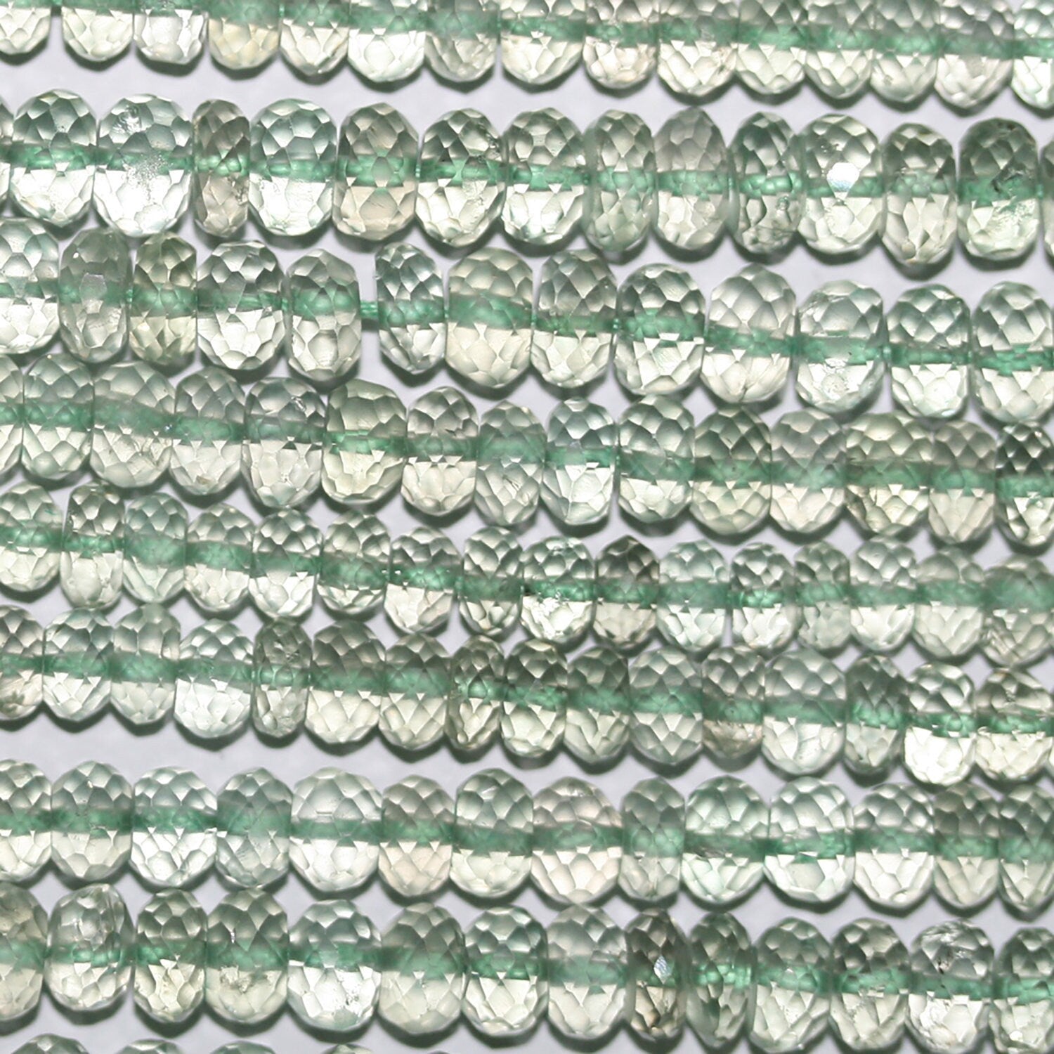 13" St Prasiolite Faceted Rondelle Beads 6x3mm.-Strand 33cm.