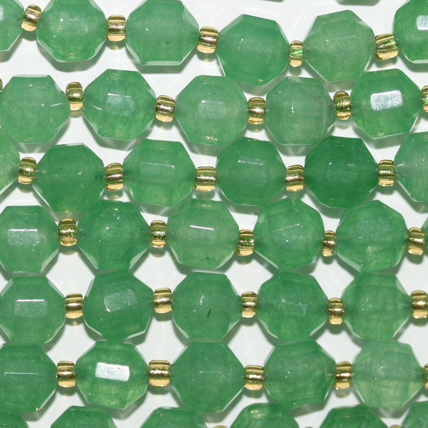 14" St Green Quartz Faceted Barrel Beads 8x7mm.-Strand 38 cm.